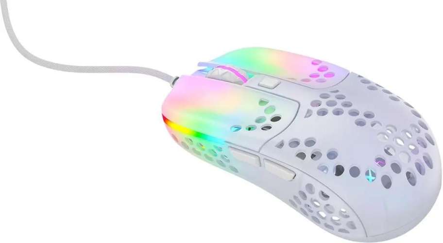 Мышь проводная XTRFY MZ1, игровая, оптическая, USB, 16000dpi, белый [mz1-rgb-white-tp]